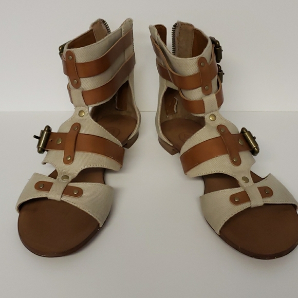 Ash leather & canvas gladiator sandals - Picture 1 of 3